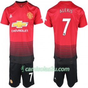 Camisolas de Futebol Manchester United Alexis Sanchez 7 Criança Equipamento Principal 2018/19 Manga Curta